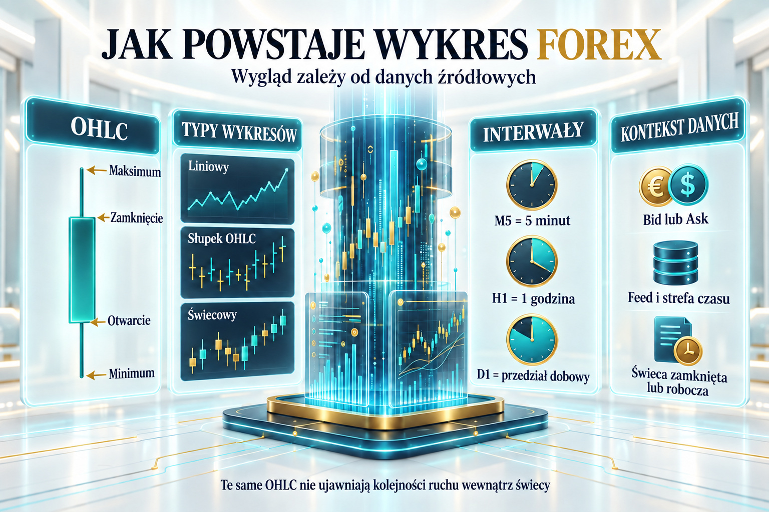 Konstrukcja wykresu: OHLC, typy wykresów, interwały i źródło danych