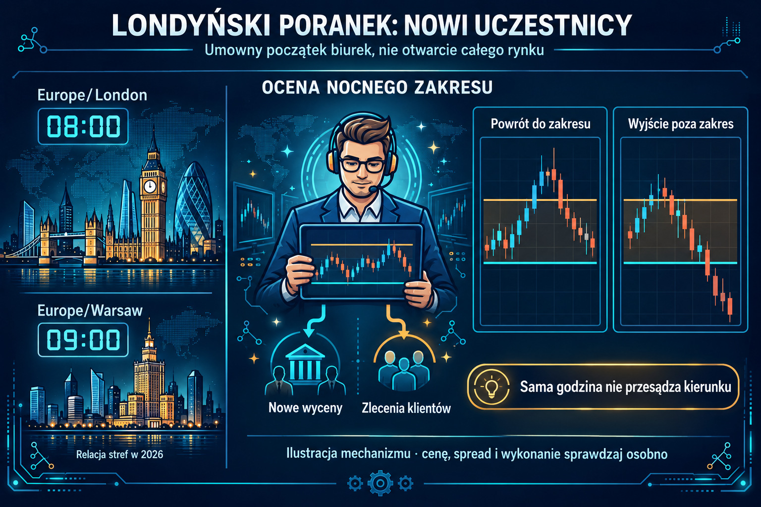 Poranek europejski: kwotowania, ruch ceny i wykonanie zleceń