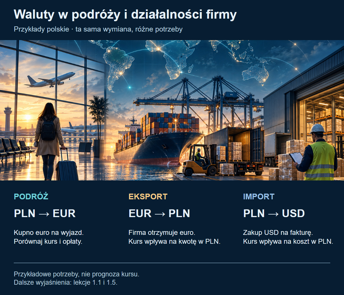 Waluty w podróży i działalności firmy